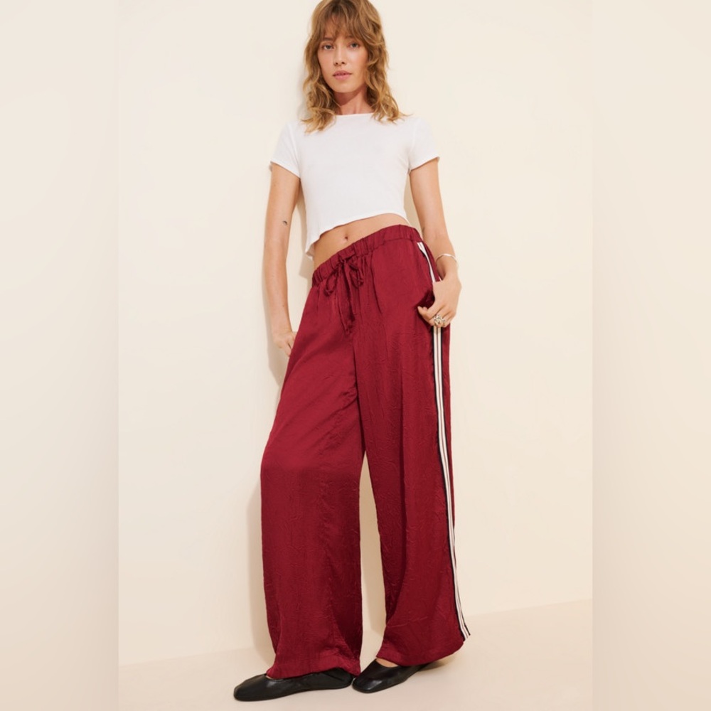 Function & Fringe Edit | Anthropologie Burgundy Pants with Side Stripes